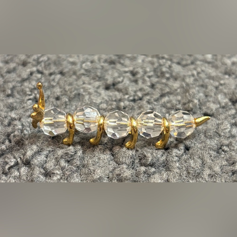 Mini Clear Bead Gold Caterpillar Figurine 2”